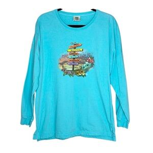 Key West The Keys Direction Sign 100% Cotton long sleeve tee size Medium